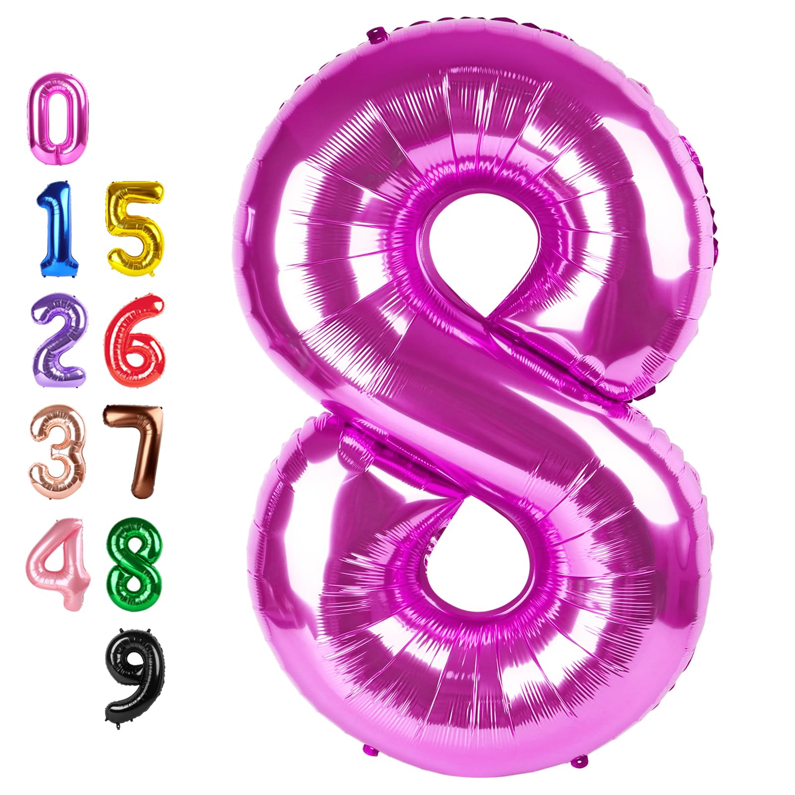 8 Balloon 40 inch Pink Number Balloons for 8th Birthday Party Decorations