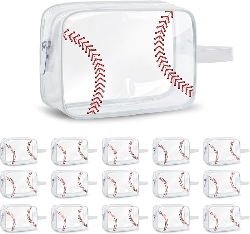 Lebaley 16 Necessaires Retangulares com Zíper, Estampa Baseball, em PVC