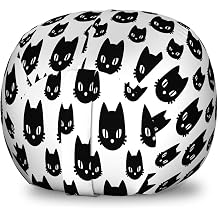 Ambesonne Kitty Storage Toy Bag Chair, Repetitive Monochrome Style of Kitten Heads Meow Whiskers and Paws, Stuffed Animal Organizer Washable Bag, Small Size, Charcoal Grey and White