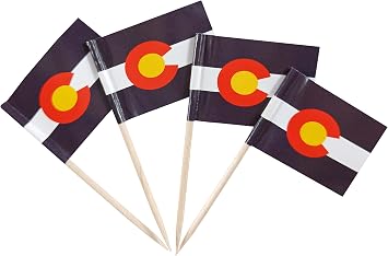 JBCD Colorado Toothpick Flag Mini Small Colorado Cupcake Topper Flags, 100 pcs