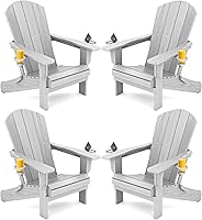 Vista 26 de SERWALL Silla Adirondack con portavasos – Juego de 2 sillas Adirondack compuestas para exteriores de polietileno de alta densidad para todo