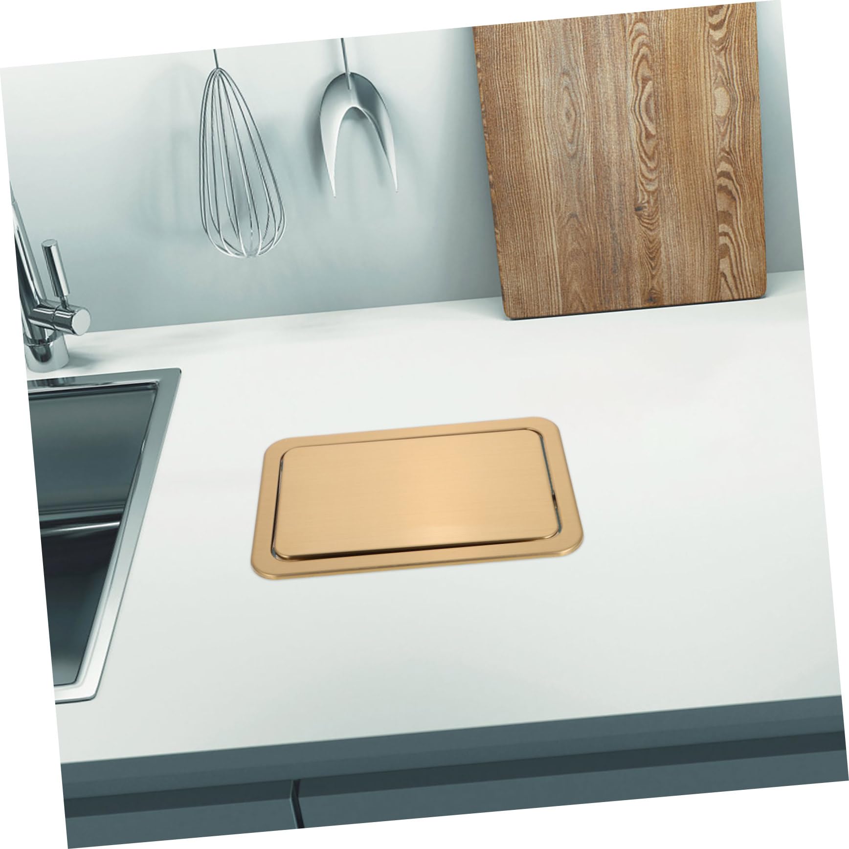 STOBAZA Tapa De Cubo De Basura Empotrada Cubierta De Acero Inoxidable Para Cocina Fácil Mantenimiento
