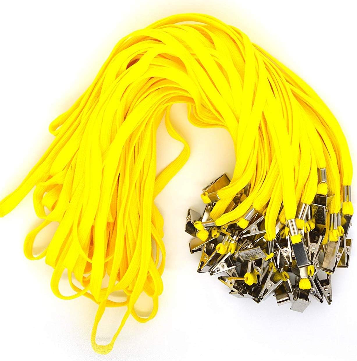 Bird Fiy 50 Pcs Cotton Lanyards Bulldog Clip 32-inch Flat Braid Neck Lanyard for Id Cards/Badges
