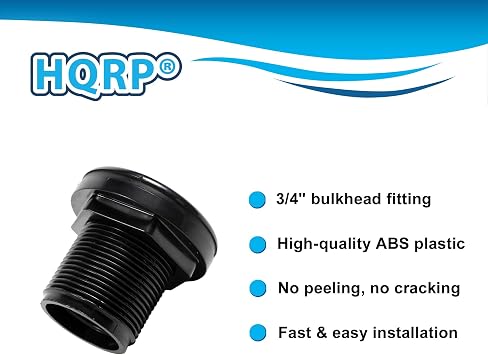 Hqrp 2個パック 3/4インチ Abs バルクヘッド継手 ダブルスレッドウォータータンクコネクター レインバレル 水槽 水槽 浴槽 プール用