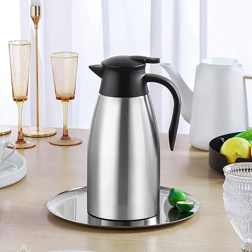 Miniatura 9 de WELLCHE - Jarra térmica de café para mantener el calor de acero inoxidable de 70 onzas termo de vacío aislado grande de doble pared retención de