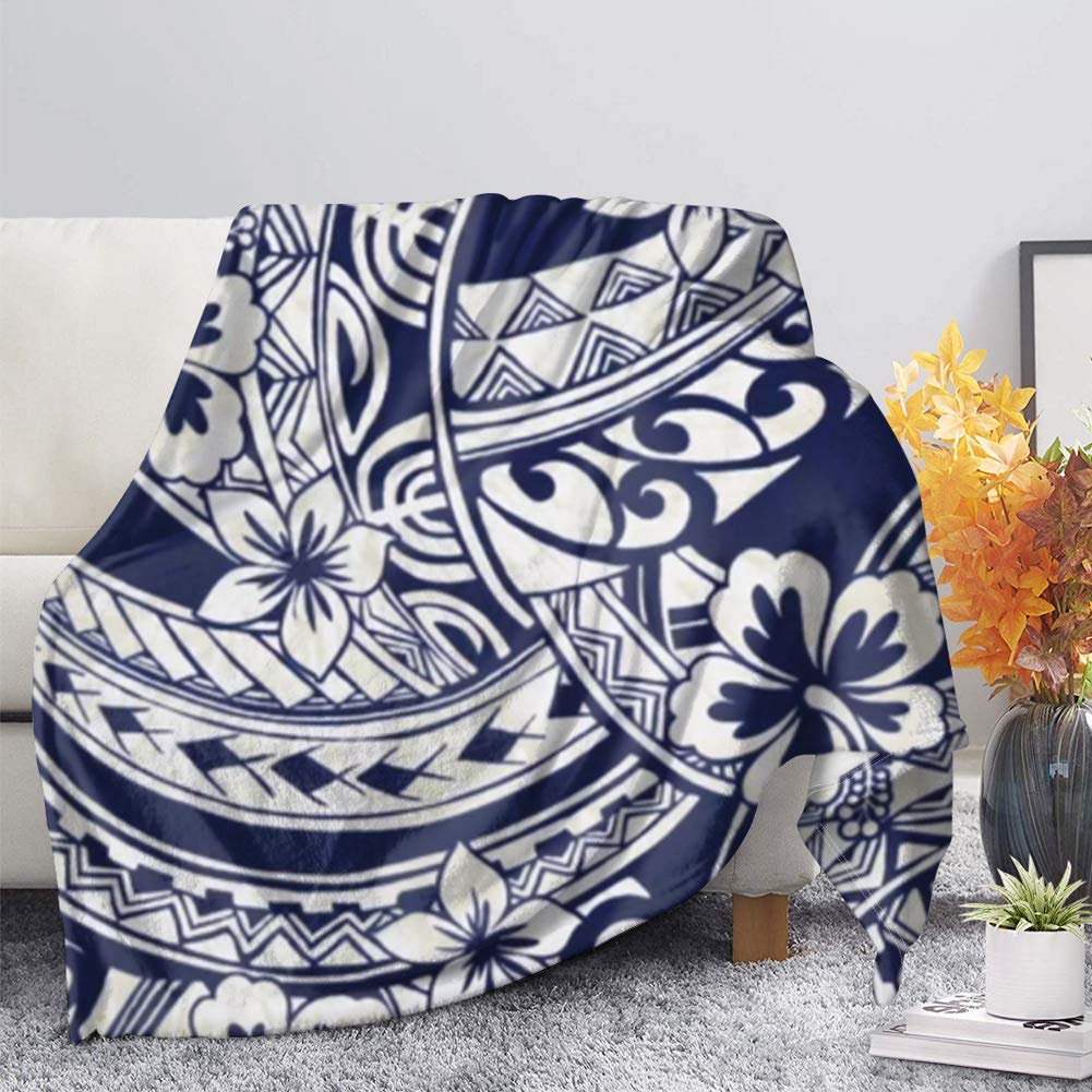 SEANATIVE Ethnic Polynesian Tribal Style Super Soft Cozy Microfiber Blanket with Plumeria Printed Lightweight Comfort Bedcover Luxurious Sofa Throw Cover-2XL
