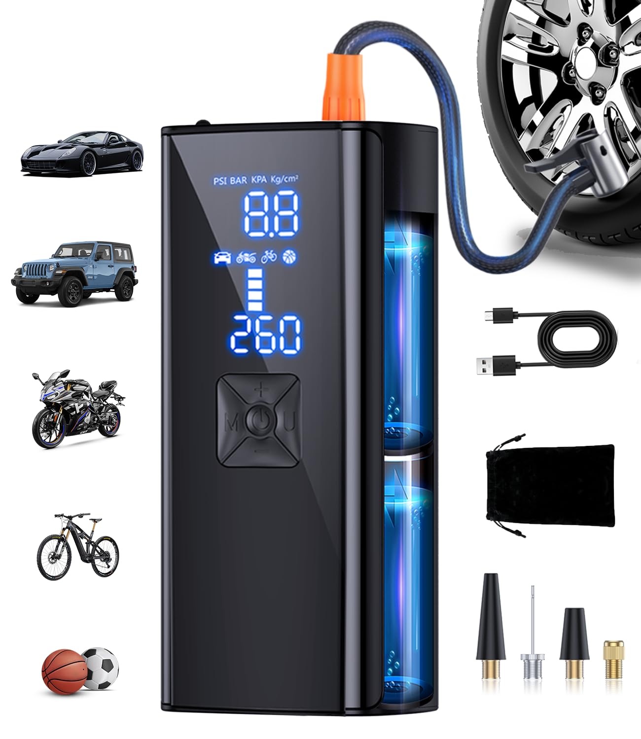 Tire Inflator Portable Air Compressor, Cordless Tire Pump