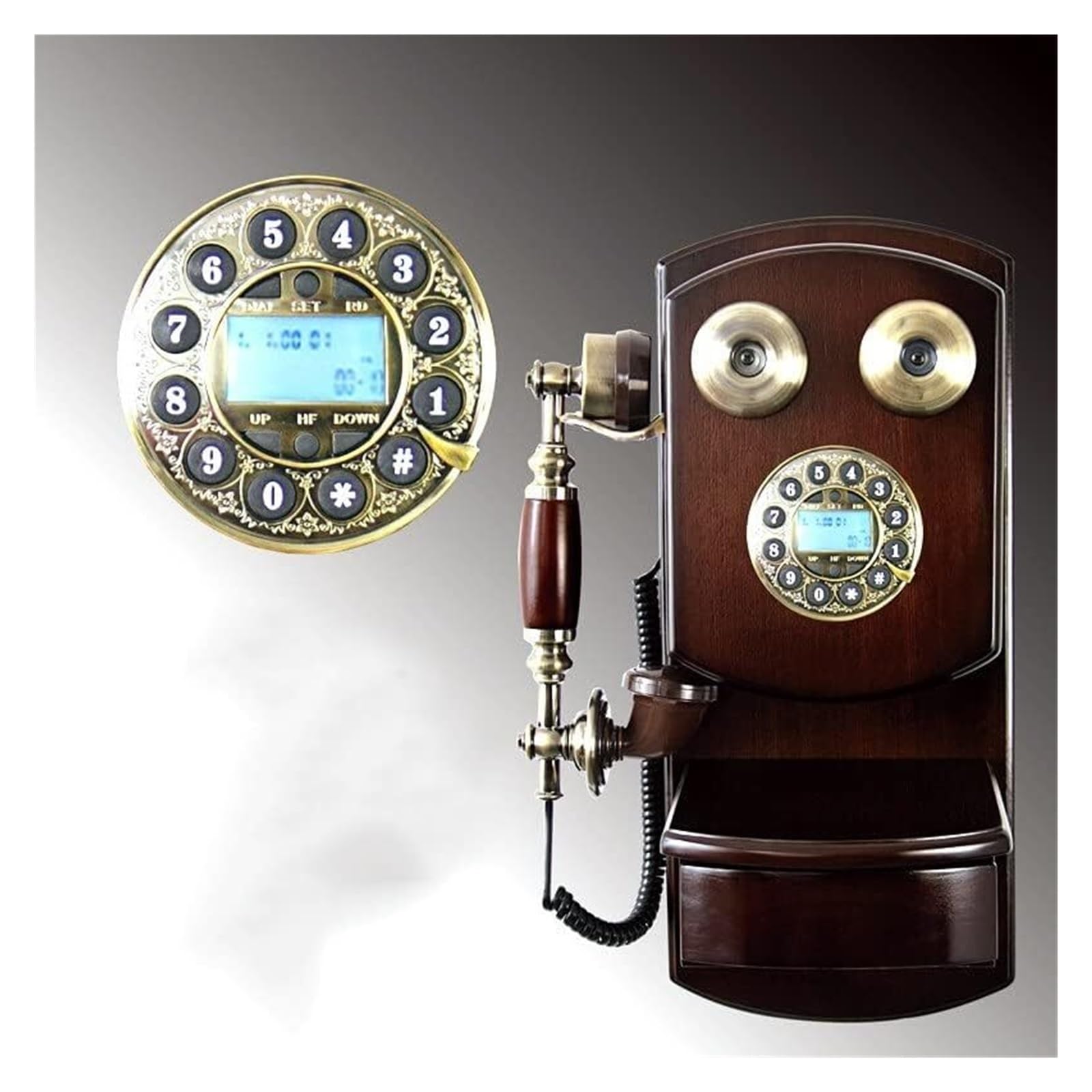 Téléphone mural vintage avec tiroir pour déco salon rétro