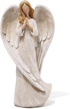 Hodao Resin Praying Angel Sculpture Figurine for Gifts, Home Decoration, Commemorating - Exquisitely Carved and Hand-Painted Characters Statue