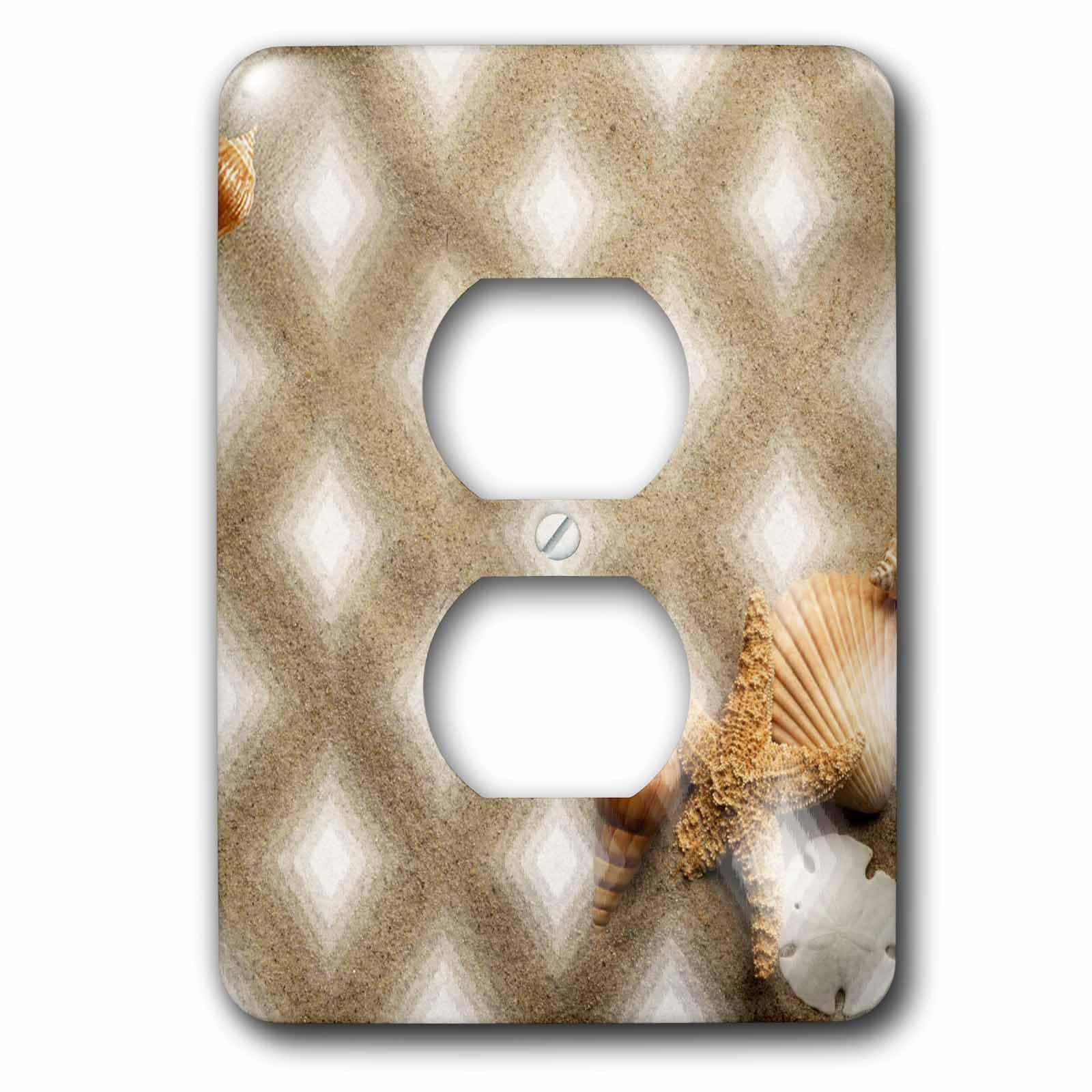 Motif coquillages et sable cache prise mural déco mer pour plaque 2 prises