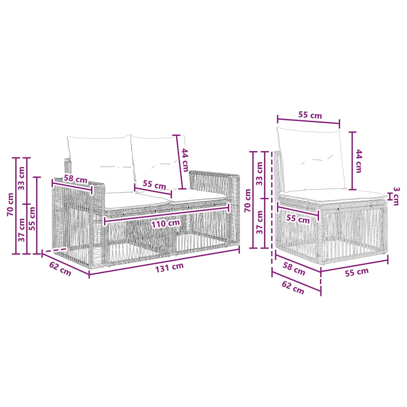 Set di divani da giardino a 12 posti, in polyrattan, grigio | Salotto angolare modulare per terrazza e giardino, realizzato in robusto rattan intrecciato con comodi cuscini.