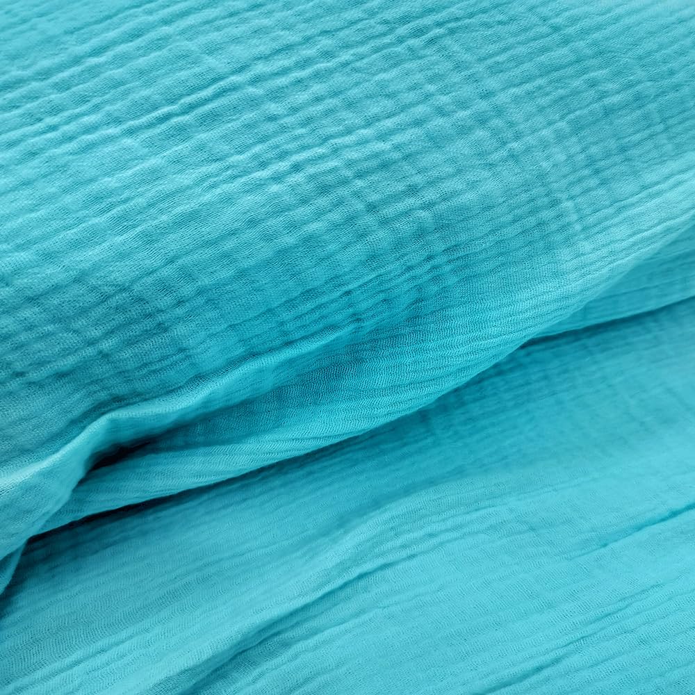SRP Craft 100% Cotton Double Layer Muslin Crinkled/Double Gauze, Reusable Muslin Fabric Lightweight, Eco-Friendly, Super Soft, Pre-Washed Fabric -Width: 50 inches (Aqua, 2 Meter)-image-44