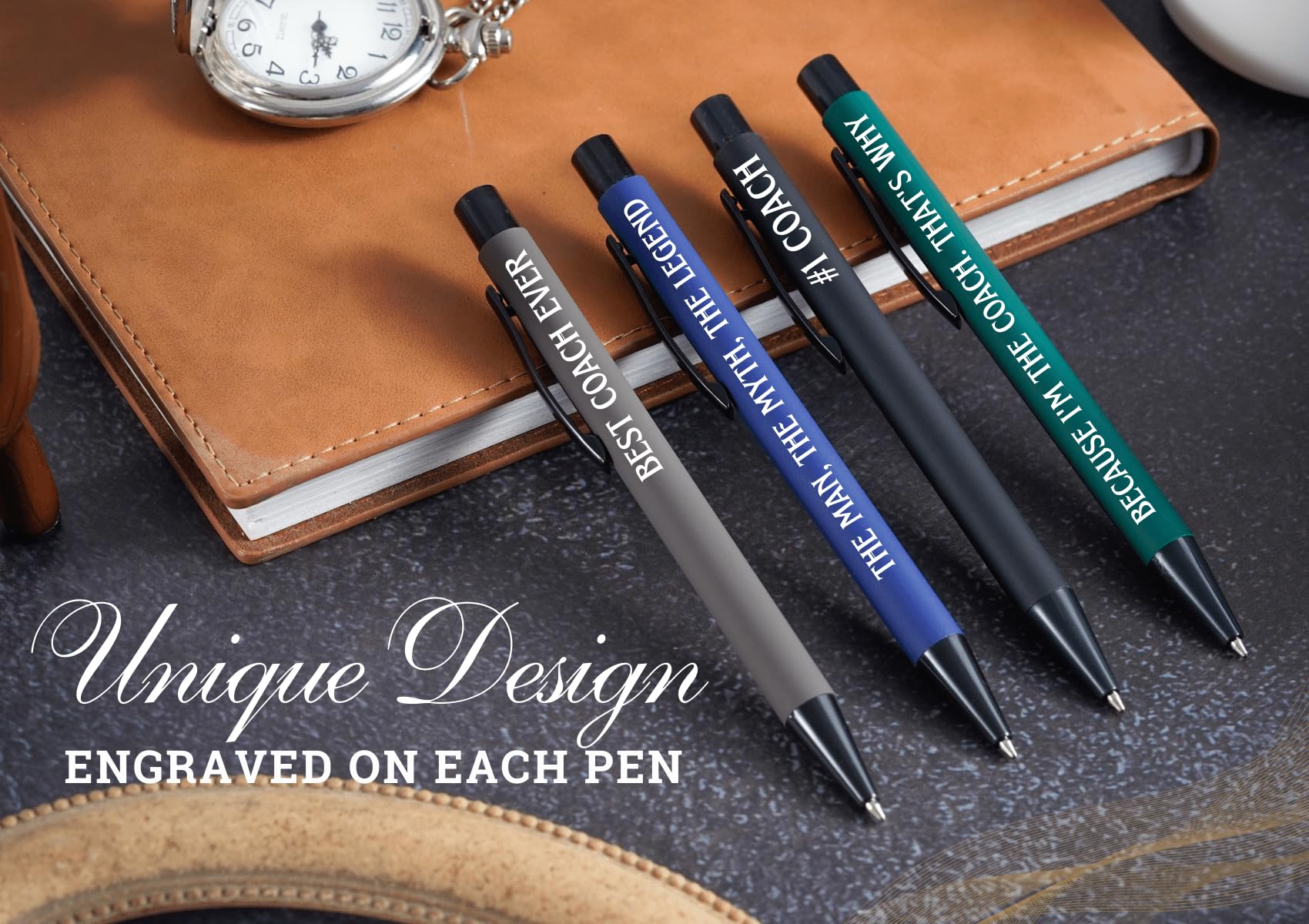 InnoBeta Coach Gifts Ballpoint Pen Set of 4, Funny Coach Gifts Idea for Appreciation, Christmas, Birthday - Best Ever