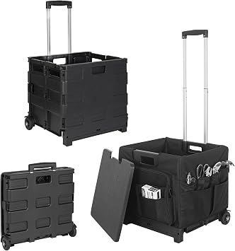 Folding Trolley Box Cart, Collapsible Trolley Box with Expandable Storage