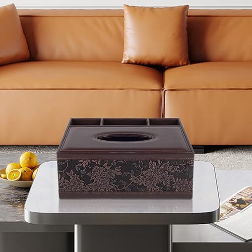 Miniatura 2 de Caja de pañuelos rectangular retro para caja de pañuelos de piel sintética, organizador de pañuelos faciales, caja de almacenamiento multifuncional