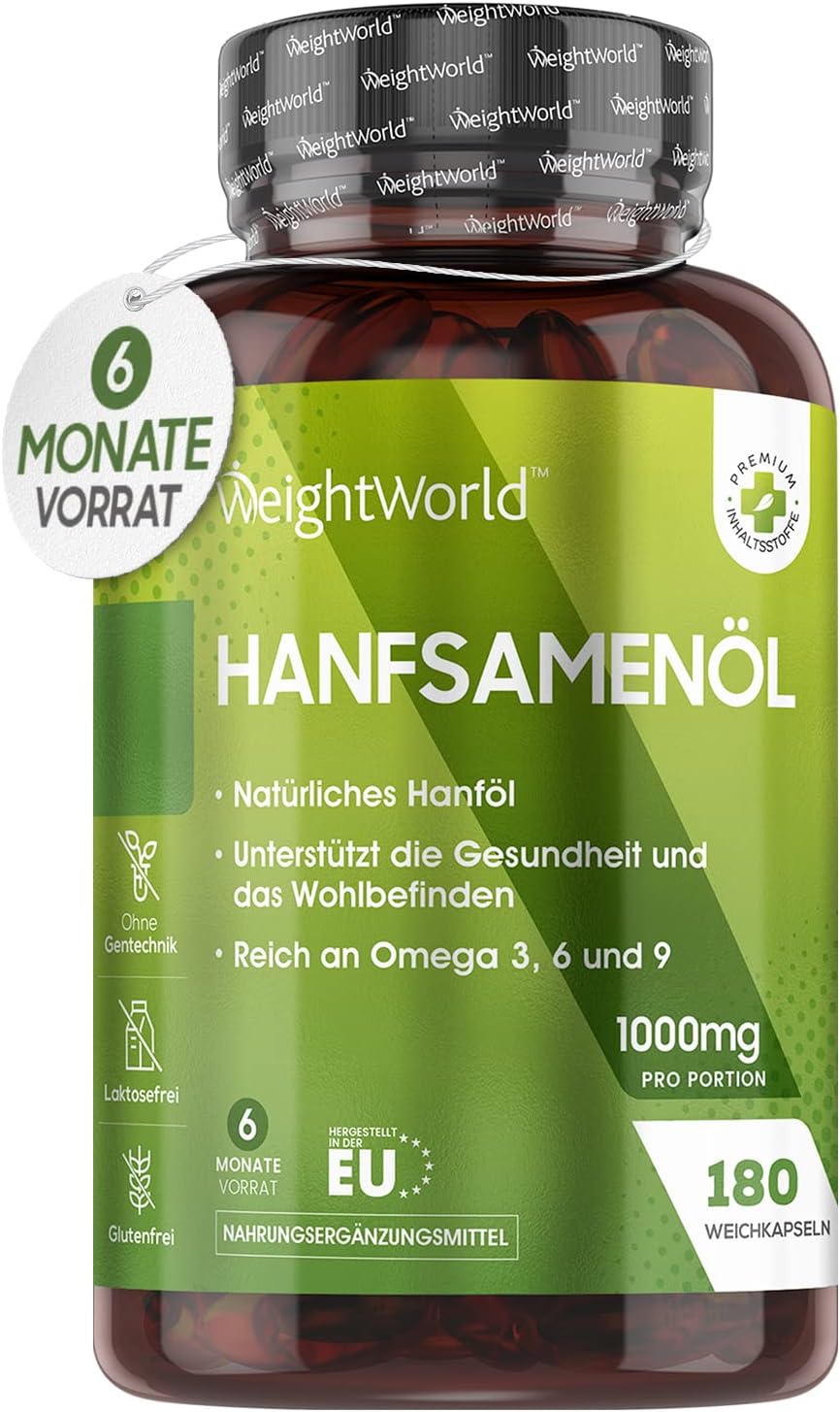 Hanföl Omega 3 Softgels Alternativ zu Fischöl 2000mg Hanfsamenöl