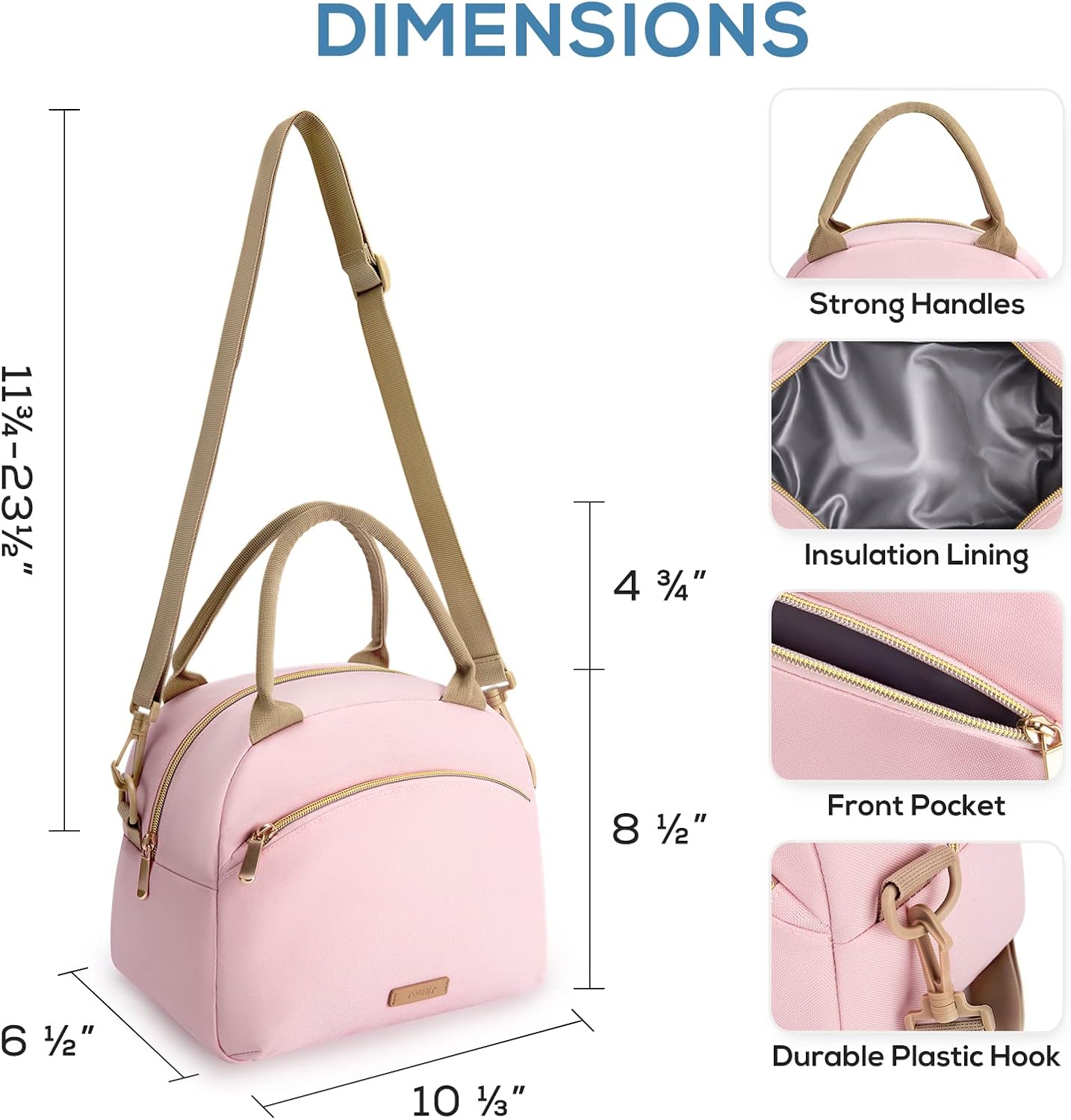 TOURIT Double Deck Insulated Lunch Bag Expandable with Cute Lunch Bags for Women