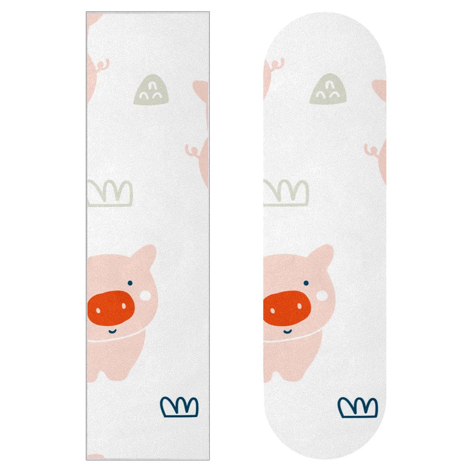 Pink Pigs and Crown Lot de 2 feuilles de papier abrasif pour planche de skateboard et longboard