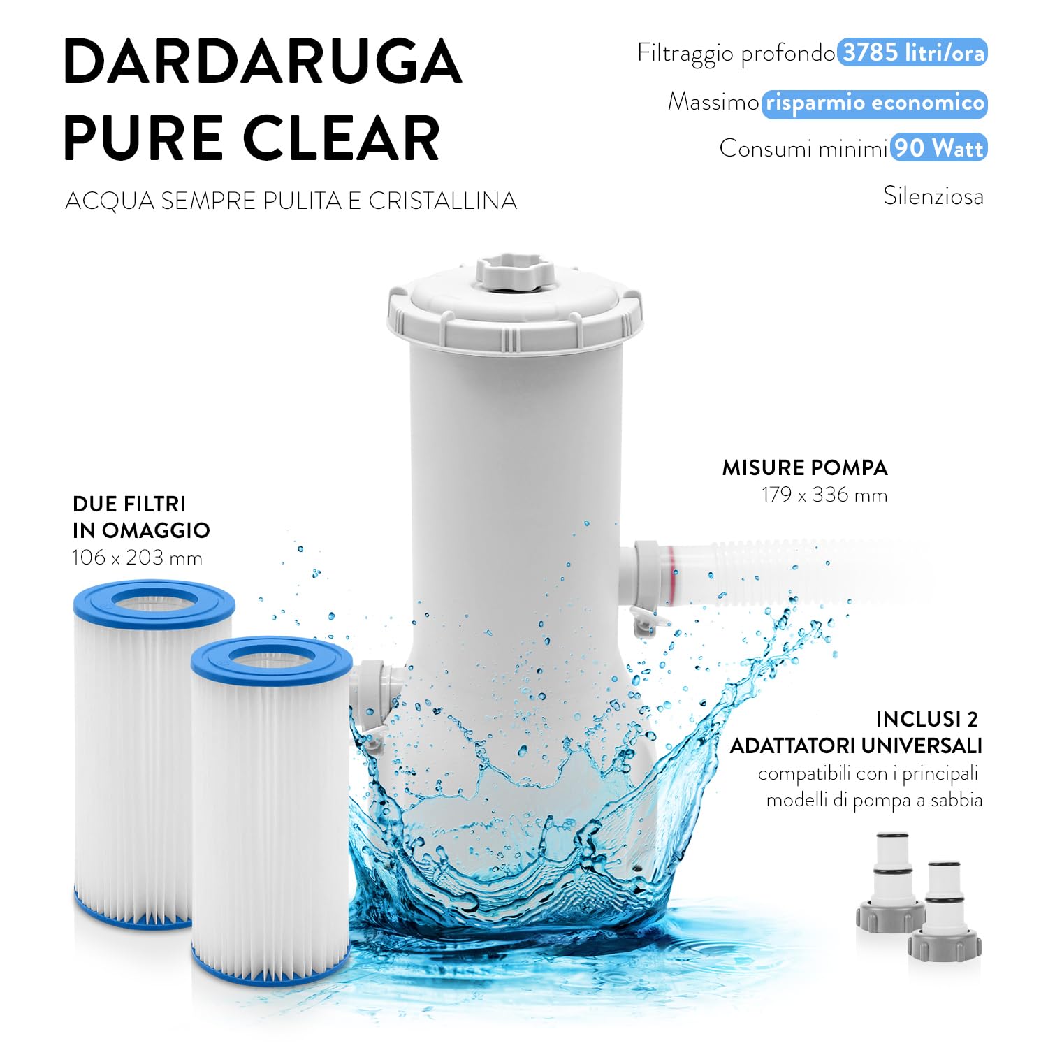 Piscina Fuori Terra Dardaruga Ø 488 x 132 cm | Mod. MAUI (2026) | Marchio Italiano | Scala + Copertura + Telo Base + Pompa Filtro Energy Saver | Materiali PREMIUM | Garanzia e Assistenza ITALIA