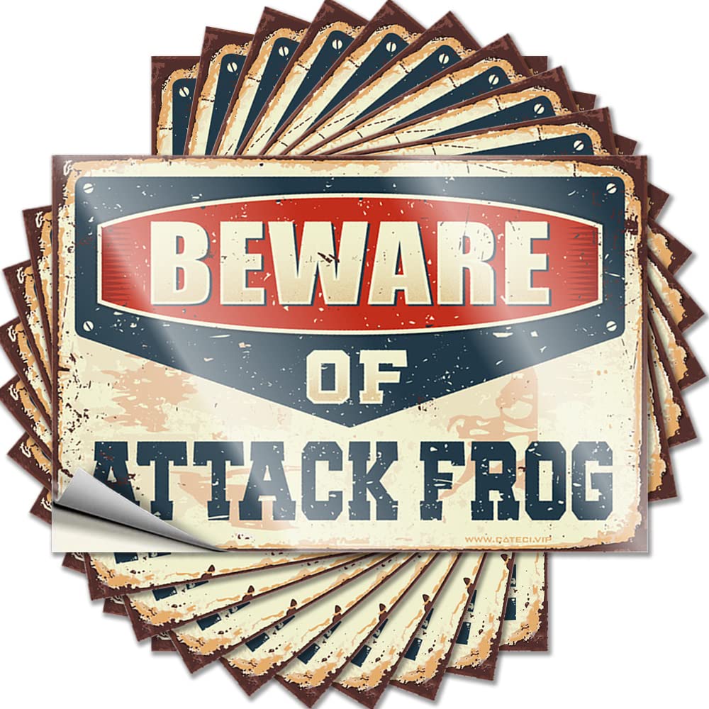 Funny Bumper Sticker Beware of Attack Frog Funny Sticker 10 Pcs Sticker Decals for Cars Prank Stickers(8X12CM)