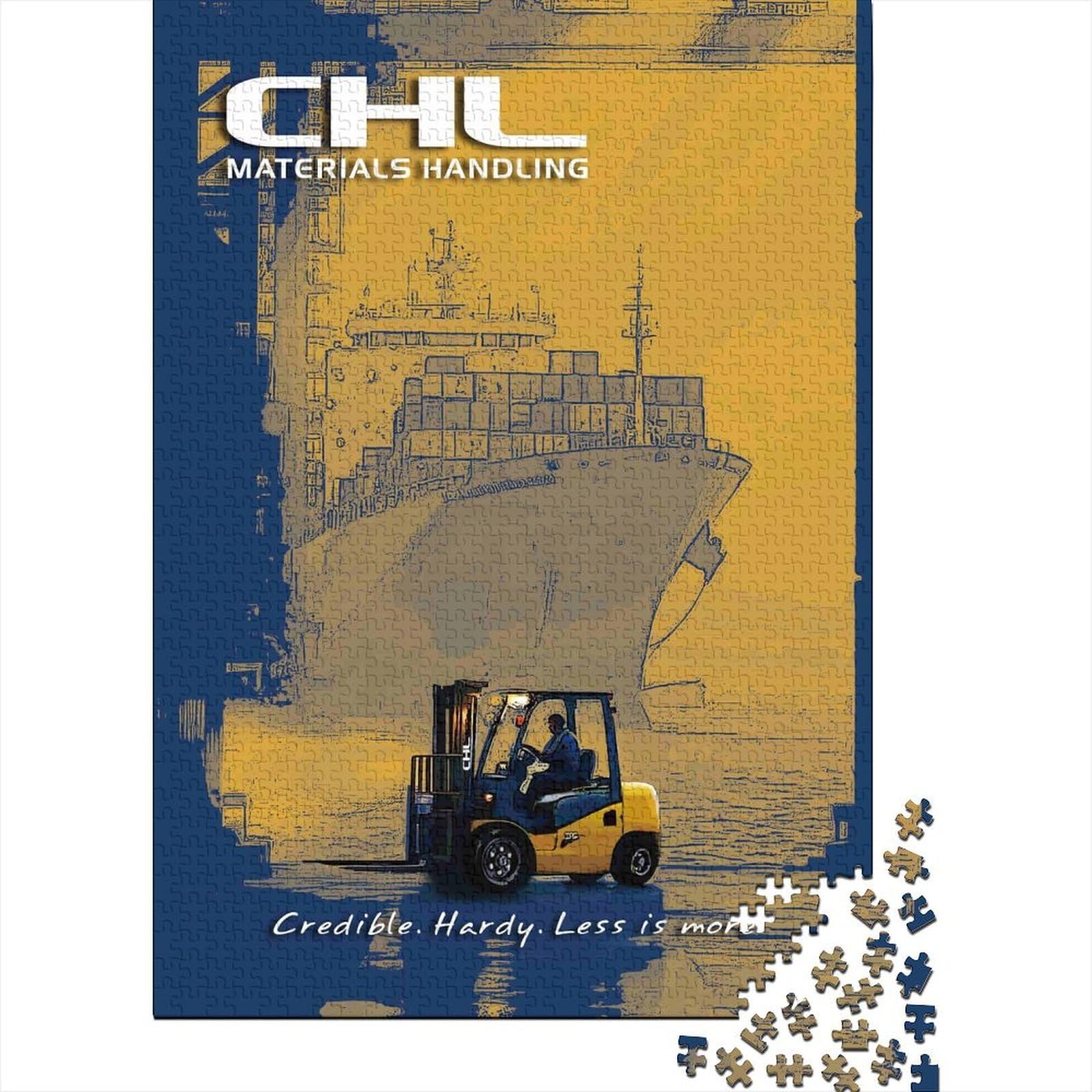 Forklift Handling Ship 1000-piece Jigsaw Puzzle & Jigsaw Premium Paper Colourful Brainteasing Forklift Ship for The Whole Family 70x50cm/1000pcs