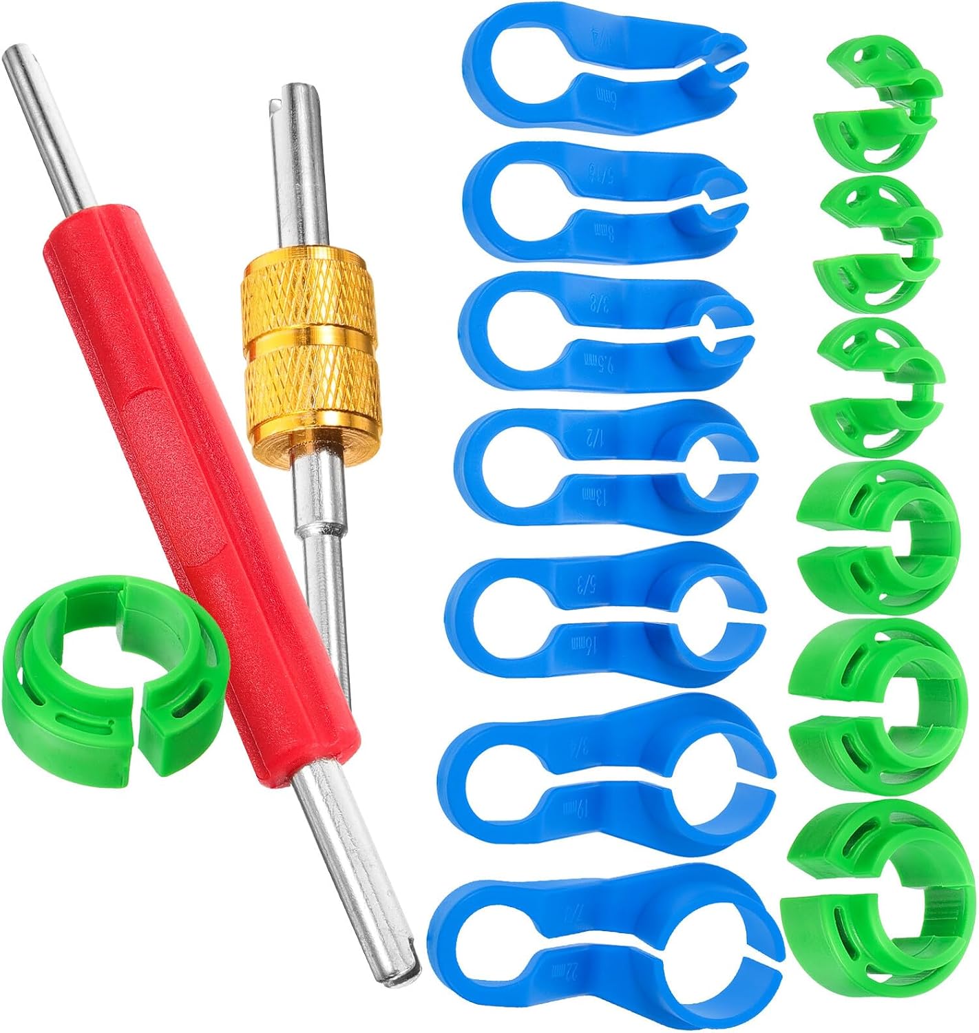 16pcs Fuel Line Disconnect Tool Set with Quick Release Buckle Remover for Automotive Ac, Transmission Oil Cooler, and Fuel Line Repair, Green Plastic Case for Professional Auto