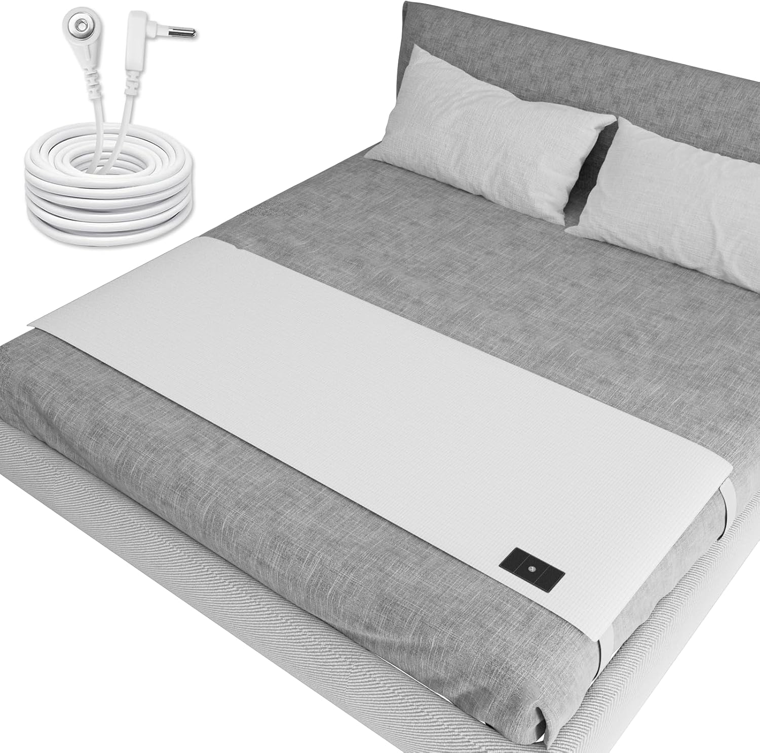 Grounding Sheets for King Size Bed, Grounding Bed Sheets with 10% Silver Fiber, Earth Connected Sheets for Better Sleep, Energy, Pain Relief, Inflammation, Gray, 27"*76"
