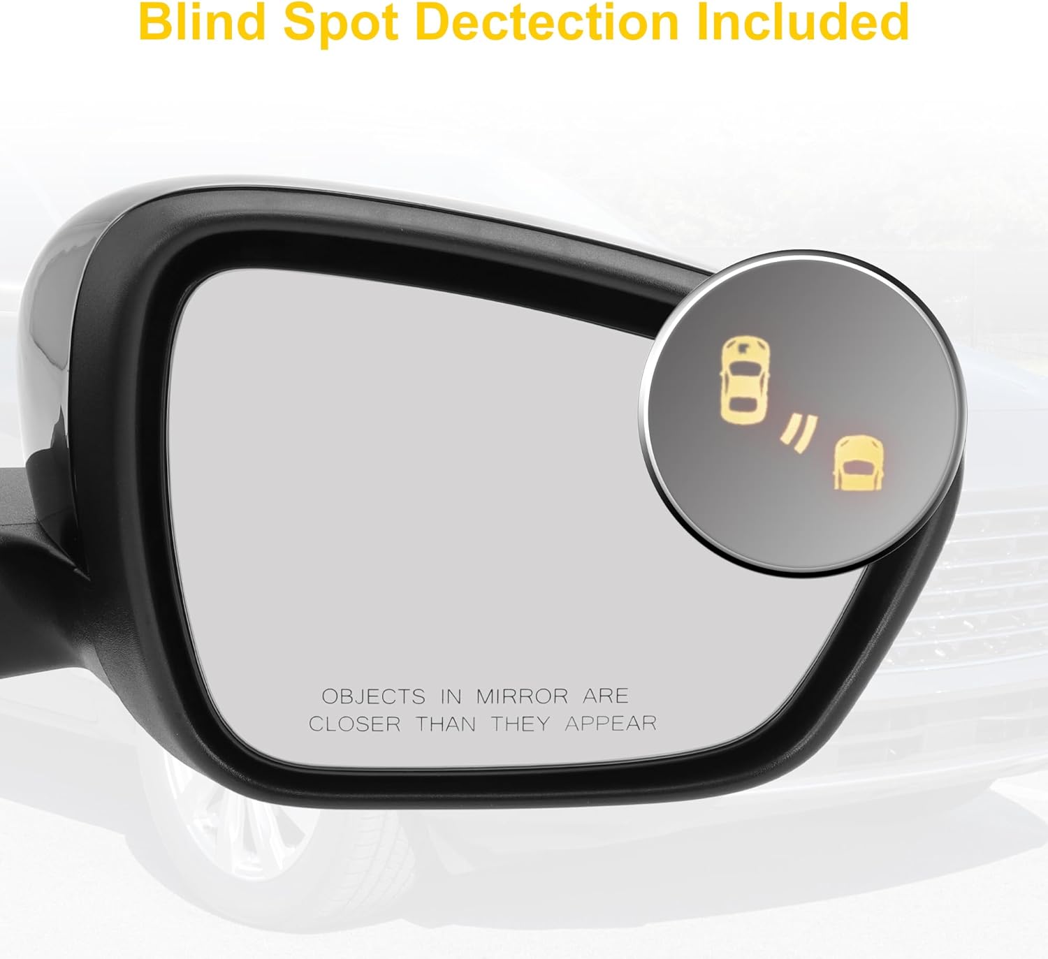 Motoforti 7Pin Right Passenger Side Mirror Replacement for Ford Escape 20-23 Power Door Mirror Assembly Heated Manual Folding W/Blind Spot Dectection Gloss Black Replace# LJ6Z-17682-AFT