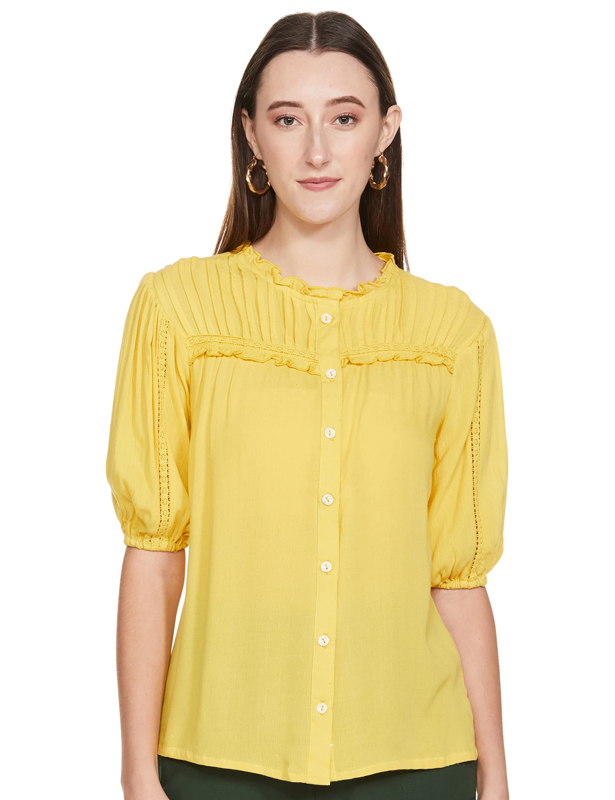 Max Women Pintucked Balloon Sleeve Top
