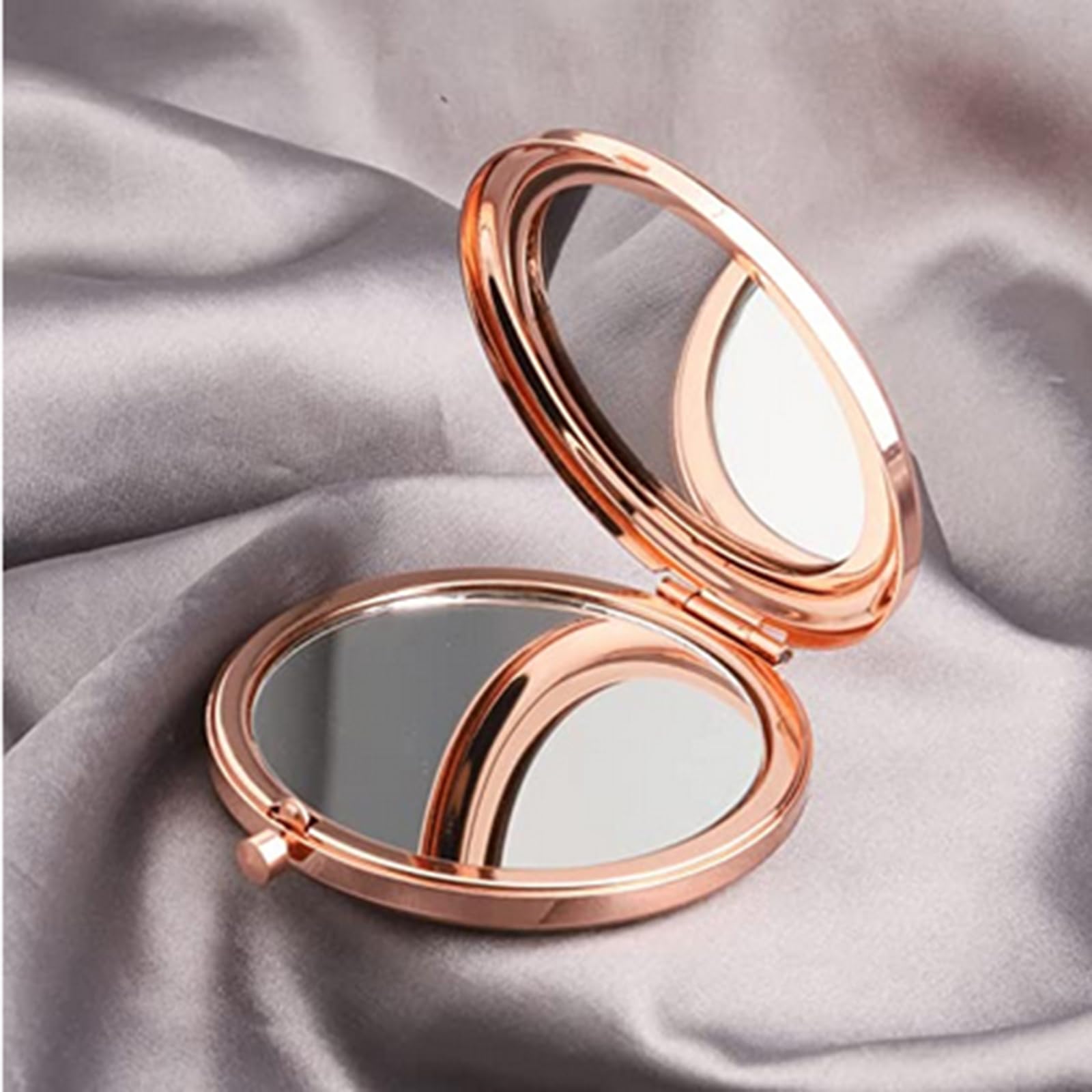 WUSUANED Chip & Dale Make-up Spiegel – Edelstahl Mit Spruch, 6,5 Cm, 2-seitig (klar/vergrößernd)