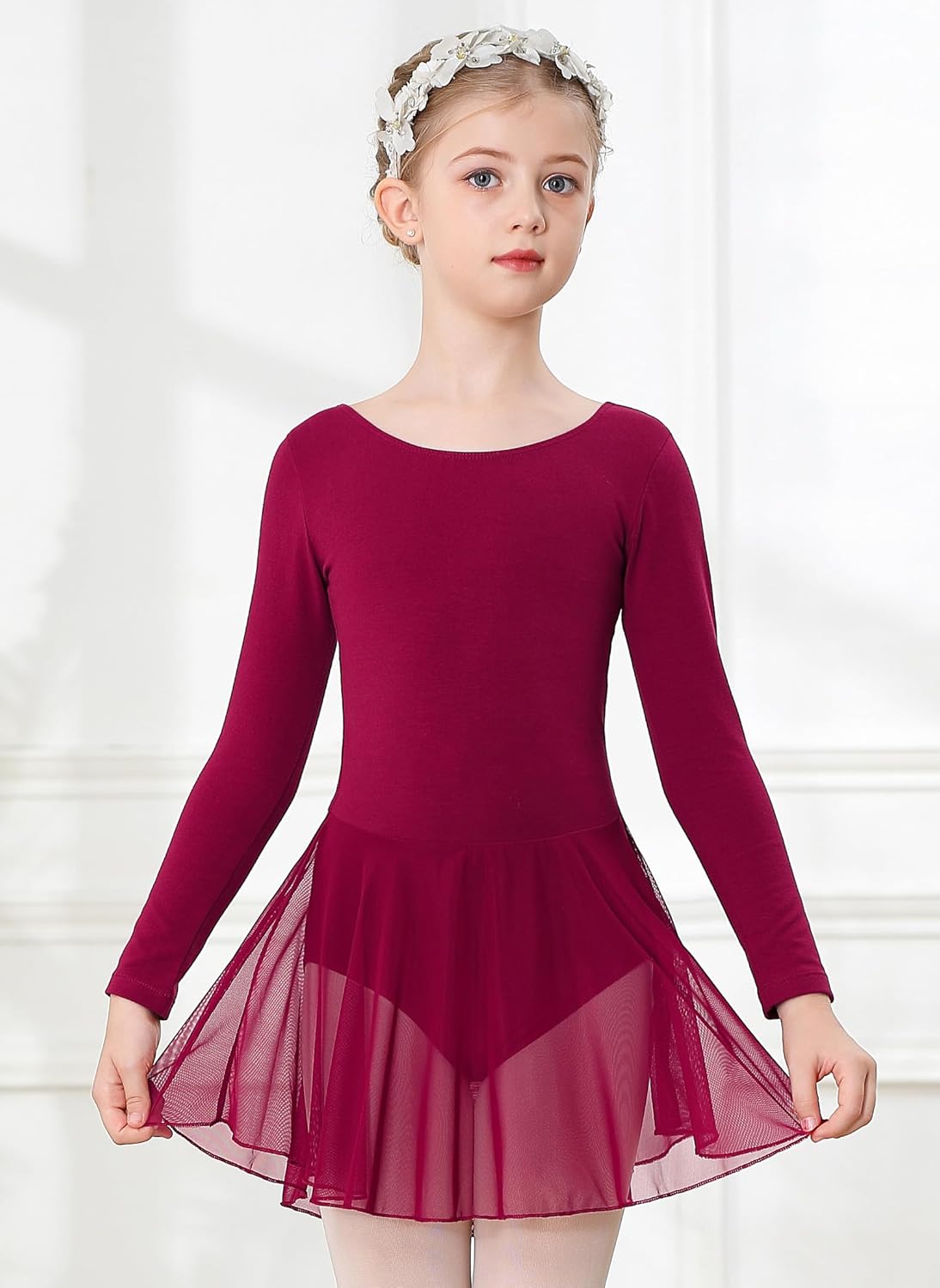 DIPUG Ballet Leotards for Girls Dance Leotard Long Sleeve Girls Dance Dress - Image 2