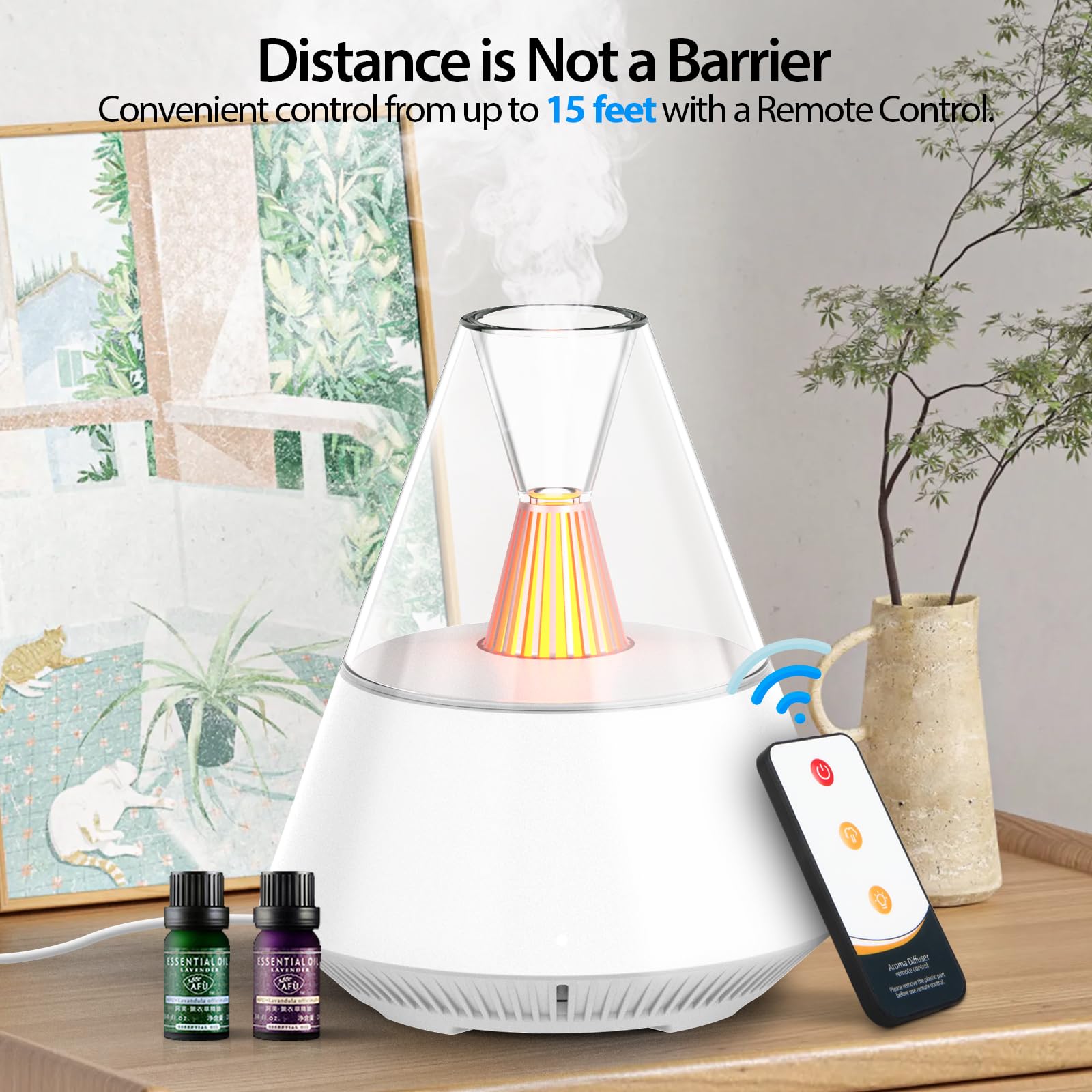 Diffusore di aromi LtYioe per oli essenziali, umidificatore ad ultrasuoni da 150 ml, diffusore di aromaterapia con telecomando, spegnimento automatico senza acqua e luce d'atmosfera a LED, impostazion
