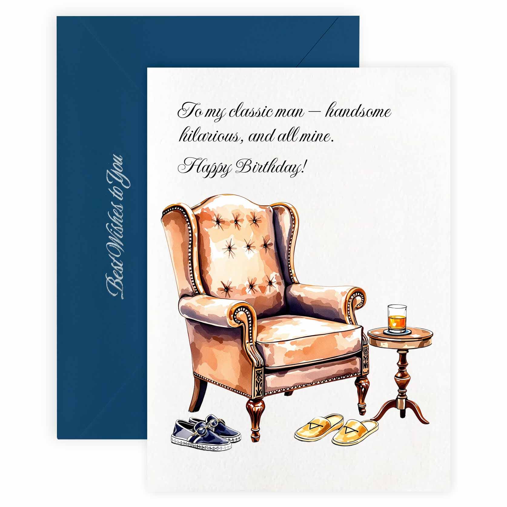 MAGJUCHE Birthday Cards for Husband, Elegant Happy Birthday Greeting Card with Envelope and Wax Seal, 5x7 inch
