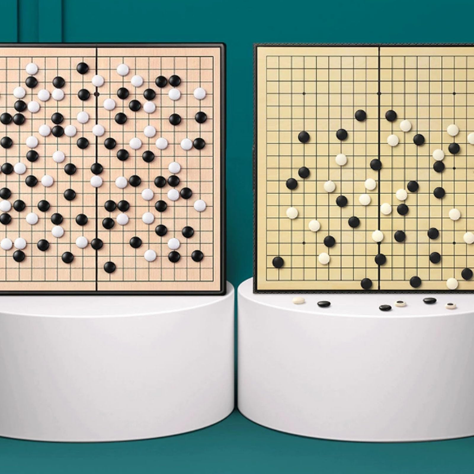 Grand Jeu de Go magnétique avec Pierres convexes Simples, Plateau de Voyage Pliable et Portable(Go,d)