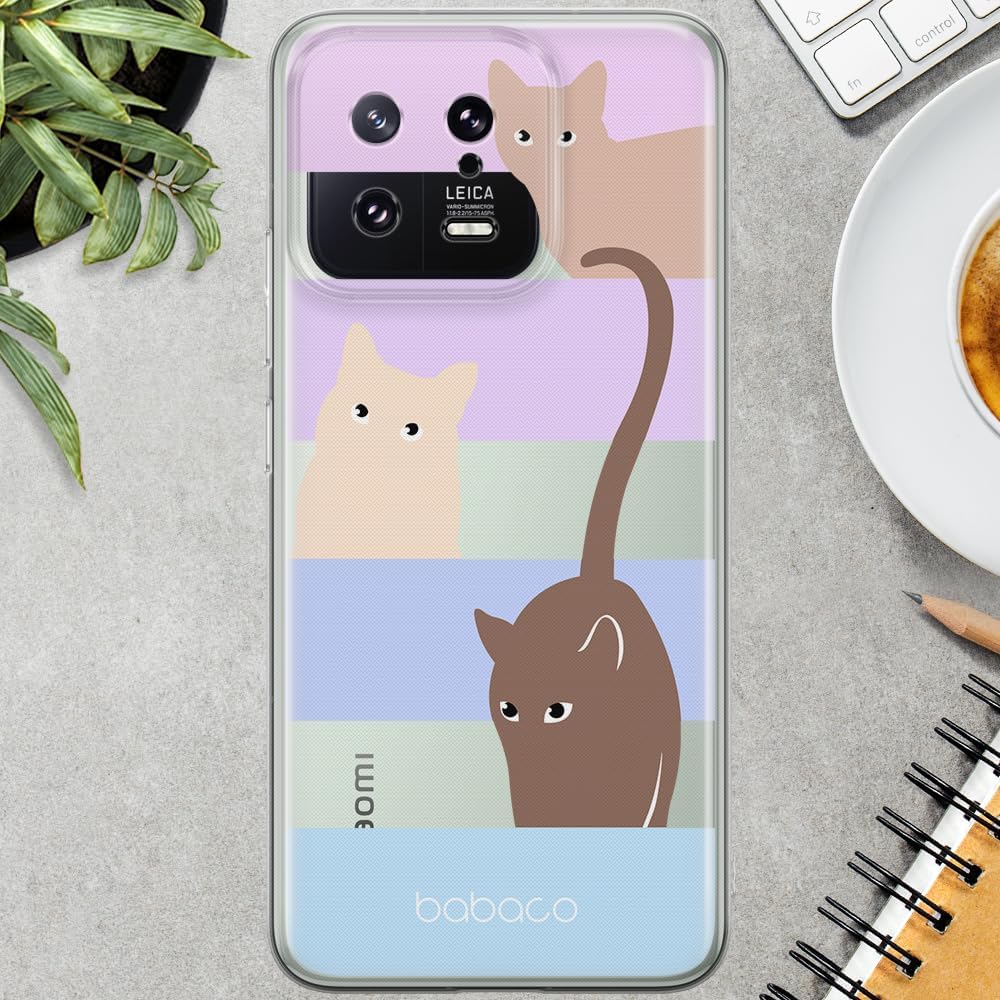 BABACO ERT Group Mobile Phone case for Xiaomi 13 Original and Officially Licensed Pattern Cats 014 optimally adapted to The Shape of The Mobile Phone, Partially Transparent