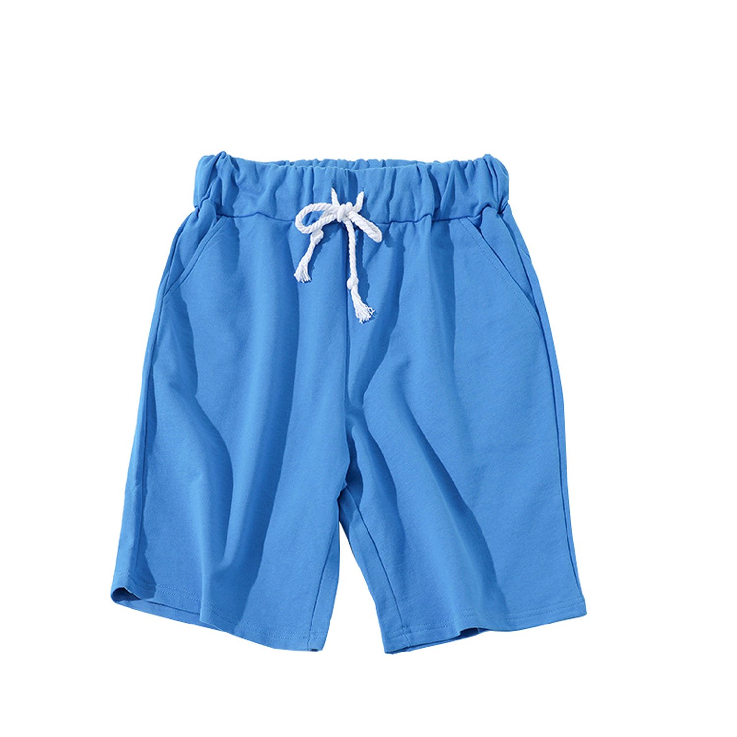 Men's Casual Classic Cotton Jogger Gym Shorts Lightblue