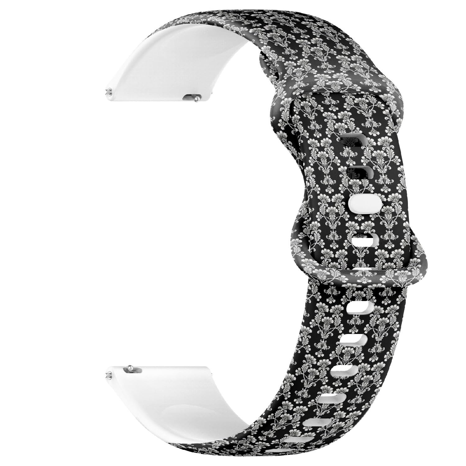 Compatible with Garmin Fenix 7/7 Pro, Fenix 6/6 Pro, Fenix 5/5 Plus, Epix (Gen2) / Epix Pro (Gen2), 22mm Replacement Sport Watch Band (Damask On Black) Silicone Soft Strap Bracelet