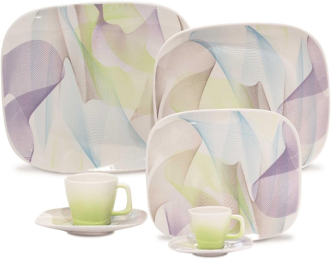 Karim Rashid Dinnerware Porcelain 20-Piece Dinner/Espresso Set, Fusion, White