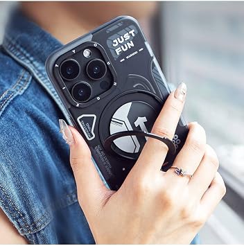 Youngkit iPhone 15 Pro Max Uyumlu Kılıf Magsafe ile Uyumlu Youngkit 360° Standlı Starship Serisi Siyah