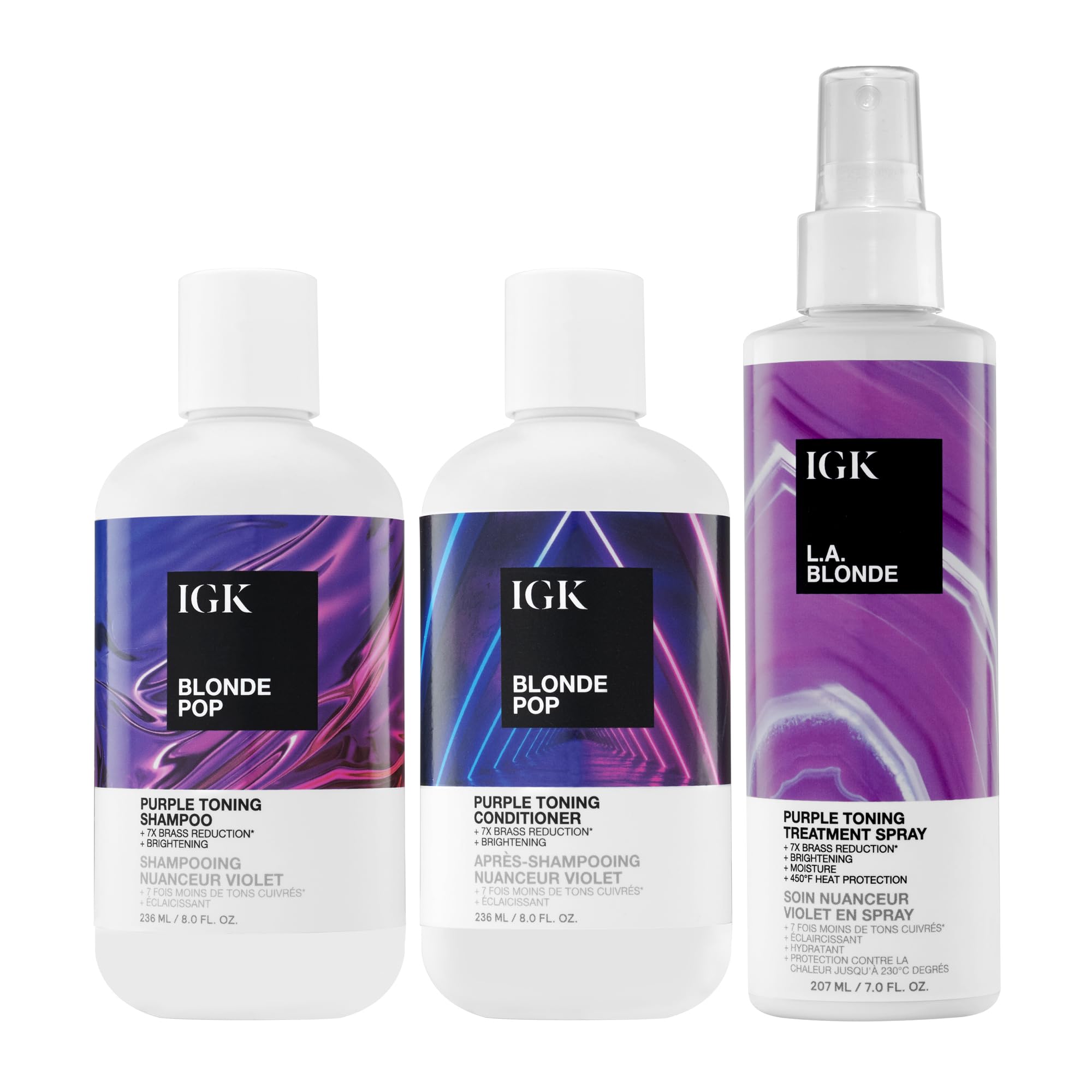 IGK BLONDE POP Purple Toning Conditioner | Brighten + Neutralize Brass | Vegan + Cruelty Free |