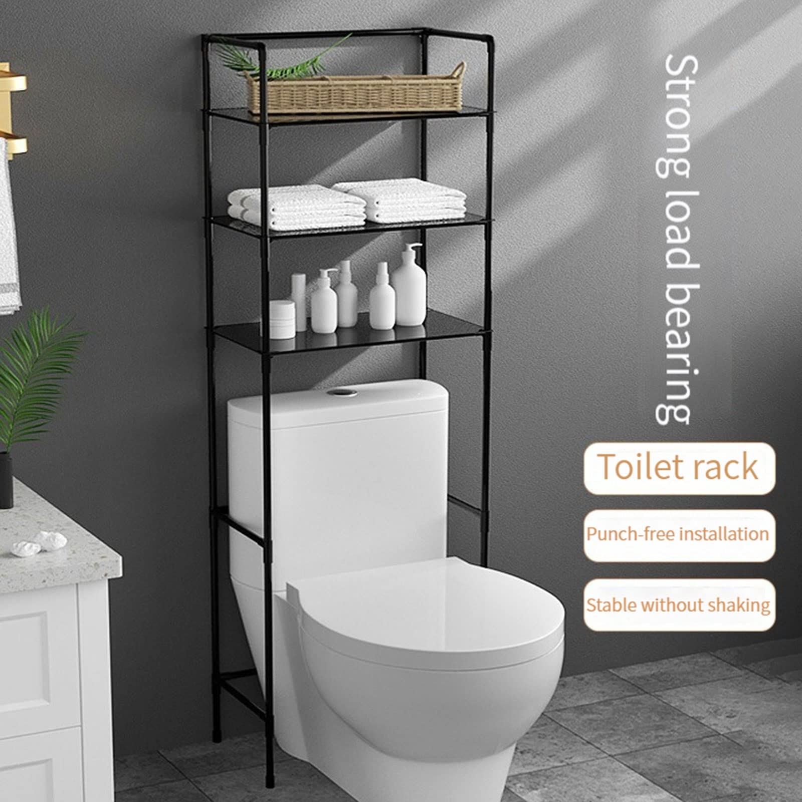 WC Schrank Schmal Klein BodenstäNder Toilette Aufbewahrungsregal Badezimmerregal Kein Loch Toilettenregal (Color : White)
