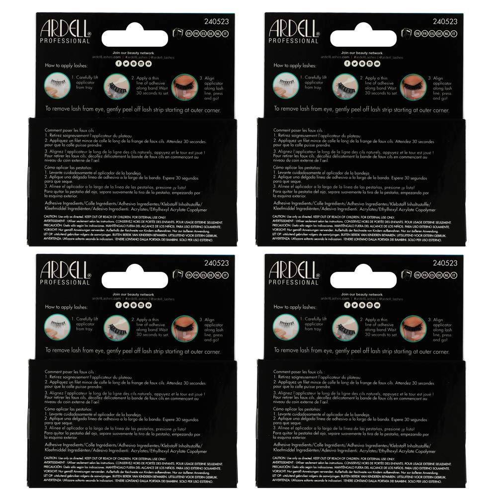 Ardell Press On Wispies False Eyelashes - Self Adhesive Lashes, No Glue Needed, Eye Makeup Enhancement, 4 Pack