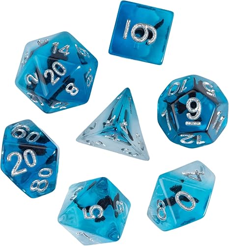 Miniatura 2 de Cusdie Dados DND de 7 Dados, Juego de Dados Poliédricos Rellenos con Animal, para Juego de Rol D&D Dados (Águila)