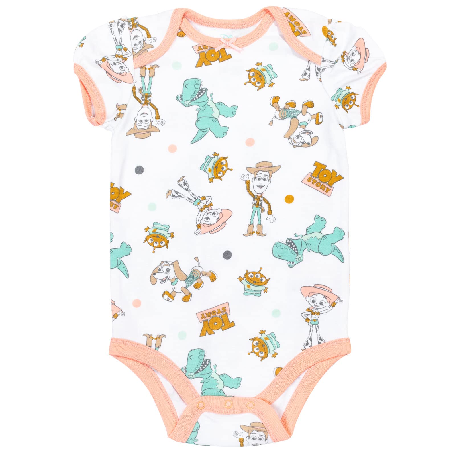 Toy Story Baby Mädchen Bodysuit, Jessie Bo Peep Buzz Woody, 5er-Pack, Weiß, Blau, Gelb, Rosa'