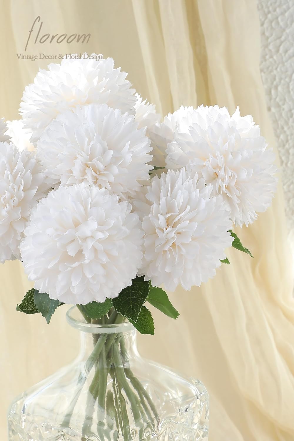 Floroom 12pcs Cream Faux Silk Mums Artificial Flowers Bulk Fake Chrysanthemums with Stems for DIY Wedding Table Centerpieces Floral Arrangements Vase Fillers Home Decorations - Image 5