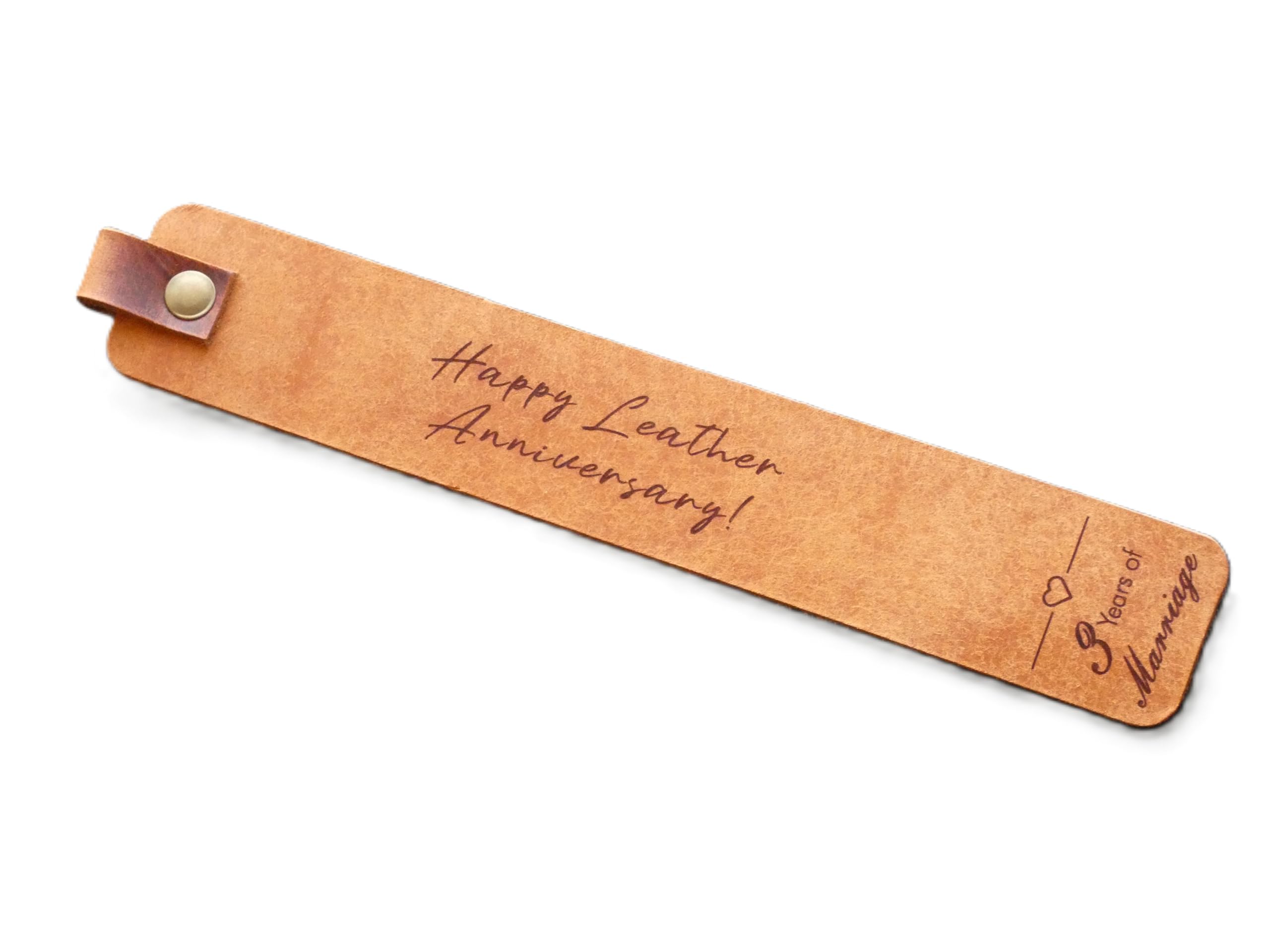 Keen Cactus Handmade Engraved Leather Bookmark, 3rd Anniversary Gift, 3 Years of Marriage (Happy Leather Anniversary)