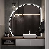 Vista 17 de Niccy Espejo LED de baño, 32"x20" pulgadas, rectangular, espejos de tocador para montar en la pared, con marco de metal, espejo inteligente