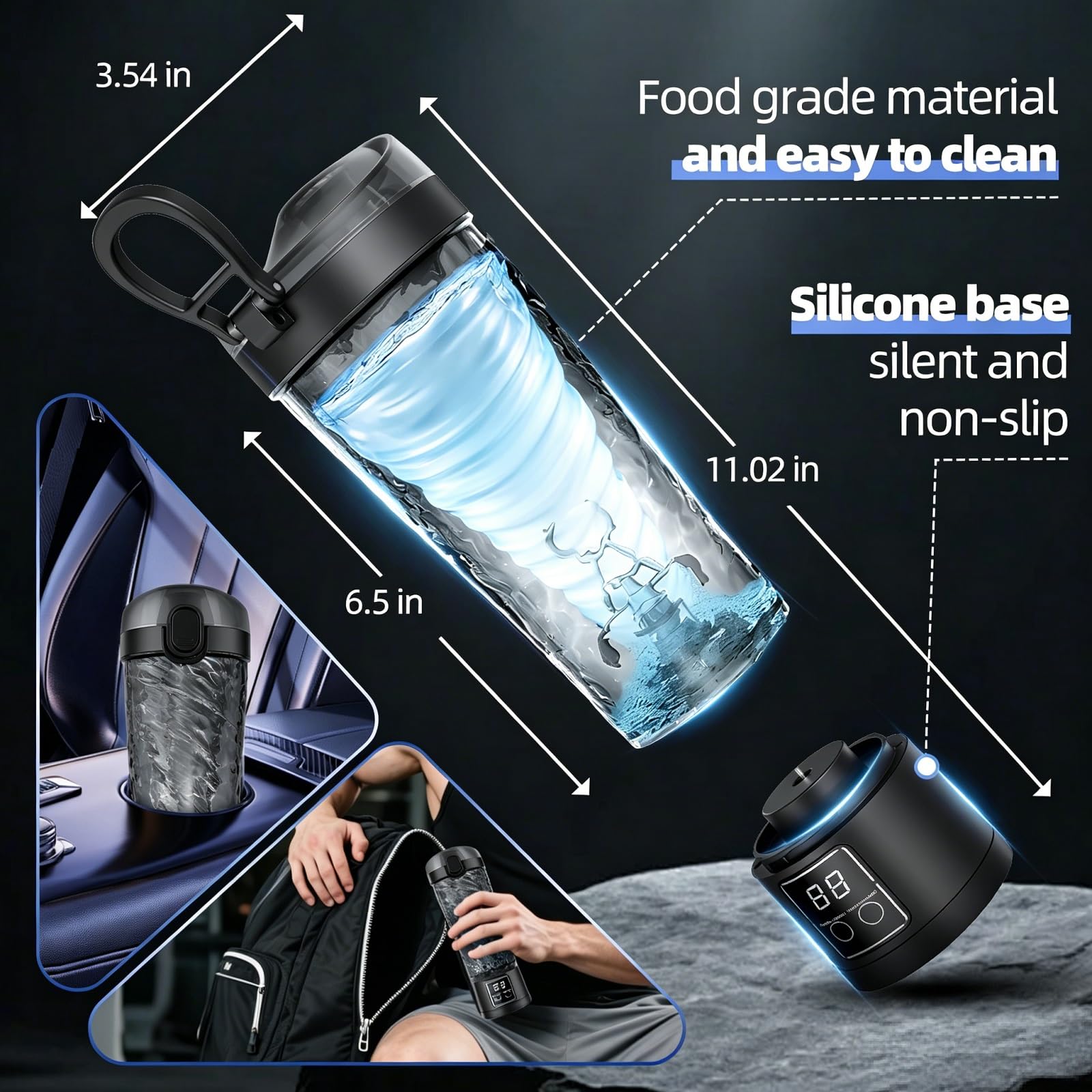 Shaker elettrico per proteine da 700 ml, shaker per proteine ricaricabile tramite USB | Frullati proteici a casa, palestra e viaggi, senza BPA, portatile