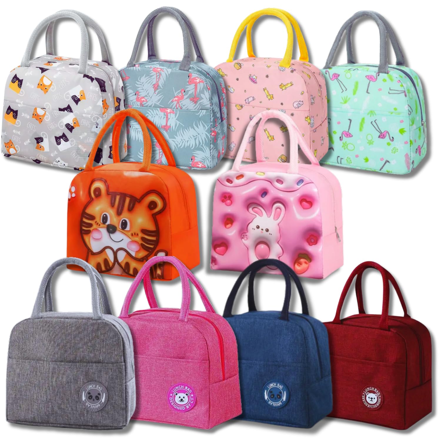 IncyWincy 12 Pcs Insulated Lunch Bag for Kids, School Tiffin Bag, Tiffin Bag for Office, Storage Bag, Birthday Party Return Gifts, Return Gift for Kids in Bulk, Pack of 12 (Assorted) (B0DCKFDCH2) Amazon Price History, Amazon Price Tracker