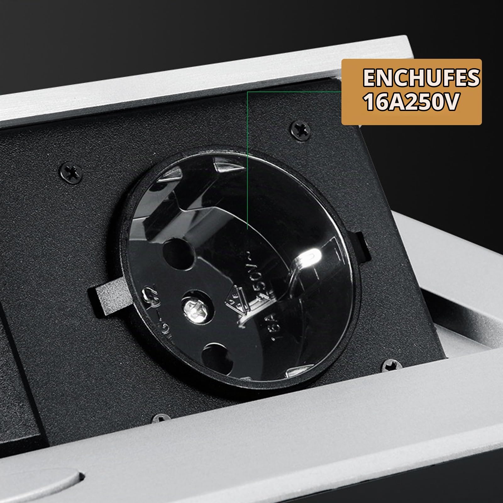 Vegena Enchufe De Mesa USB, Enchufe Multiple Retractible, Regleta Multienchufe Retráctil con 2 Puertos USB Enchufe Empotrable Retráctil para Encimera, Cocina, Taller (Plata)